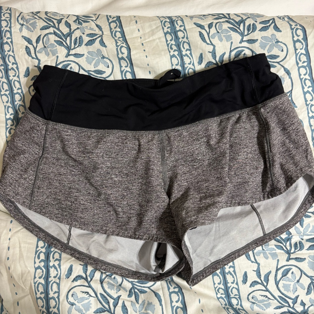 Grey and black low rise 2.5 speed up lululemon shorts size 2